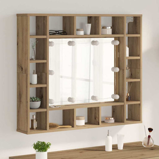 vidaXL Mirror Cabinet Artisan oak 91 x 15 x 76.5 cm Engineered wood
