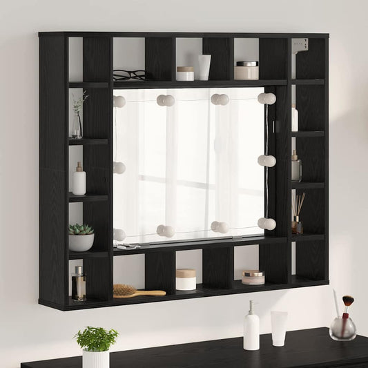 vidaXL Mirror Cabinet Black oak 91 x 15 x 76.5 cm Engineered wood