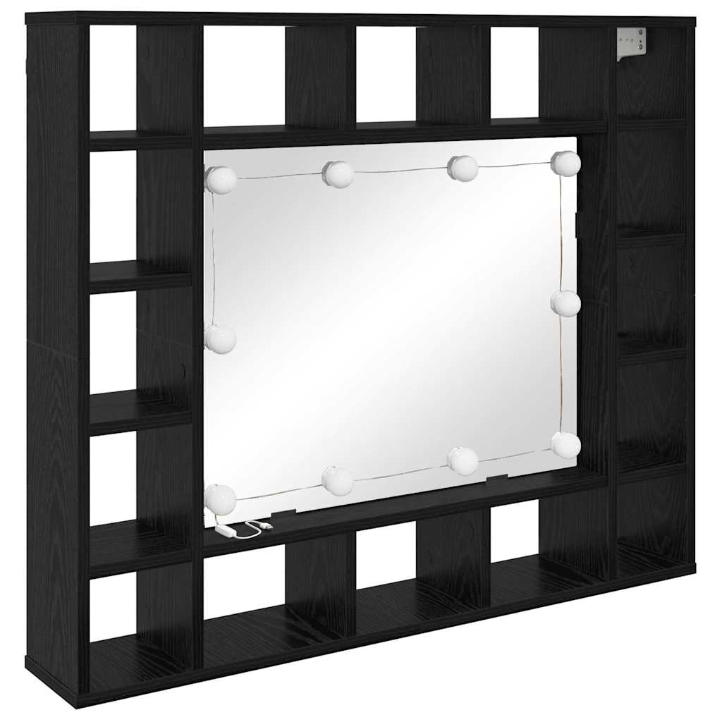 vidaXL Mirror Cabinet Black oak 91 x 15 x 76.5 cm Engineered wood