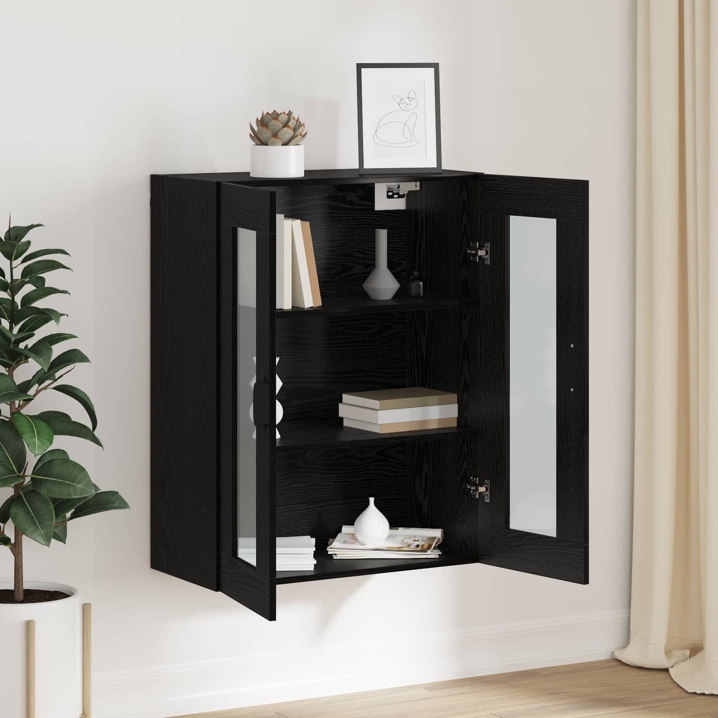 Storage Cabinet Wall-mounted Black Oak 69.5 x 34 x 90 cm
