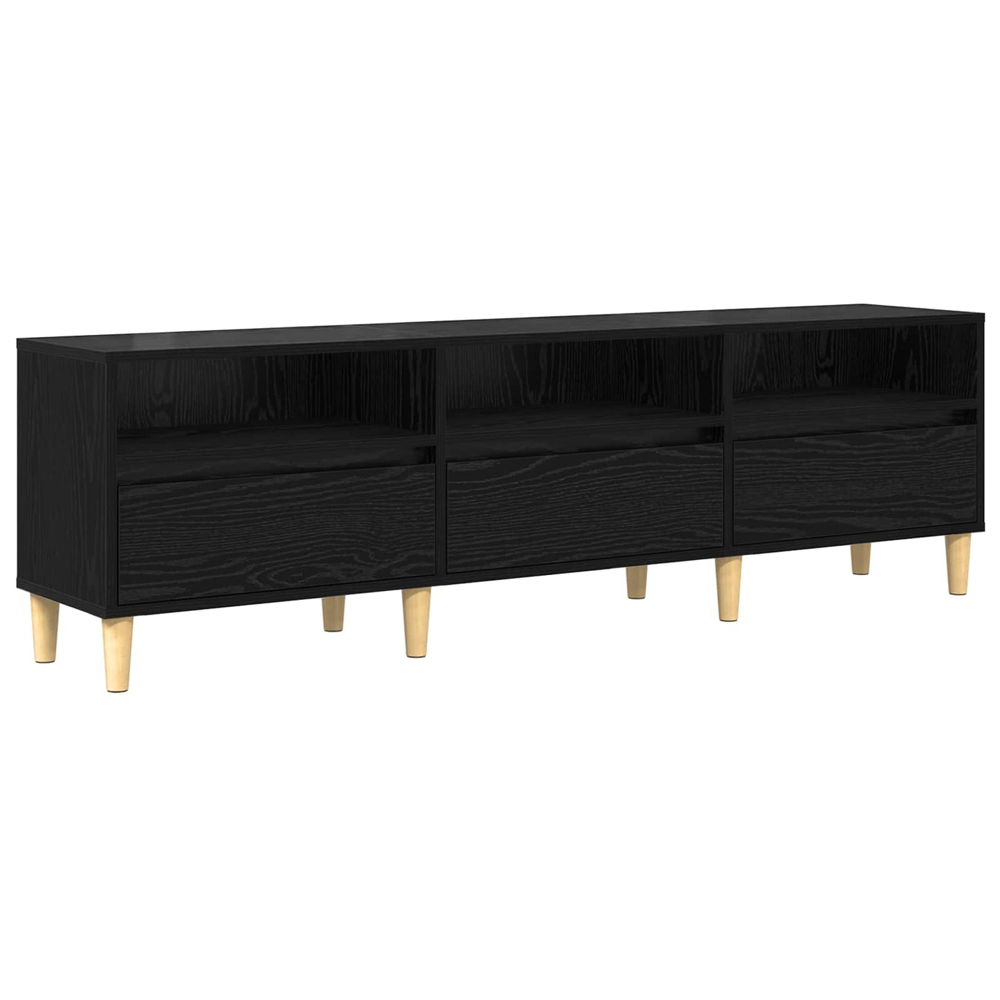 TV Cabinet Black Oak 150 x 30 x 45 cm Engineered Wood