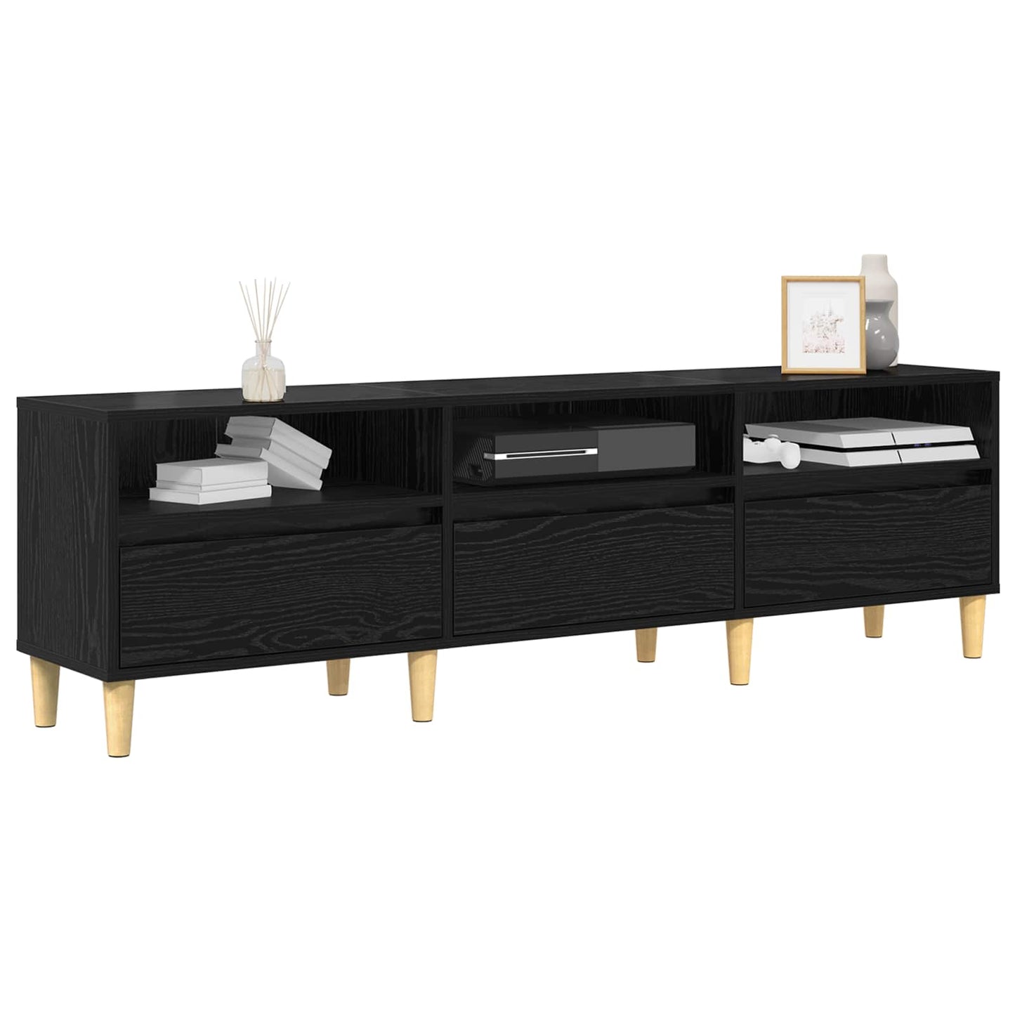 TV Cabinet Black Oak 150 x 30 x 45 cm Engineered Wood