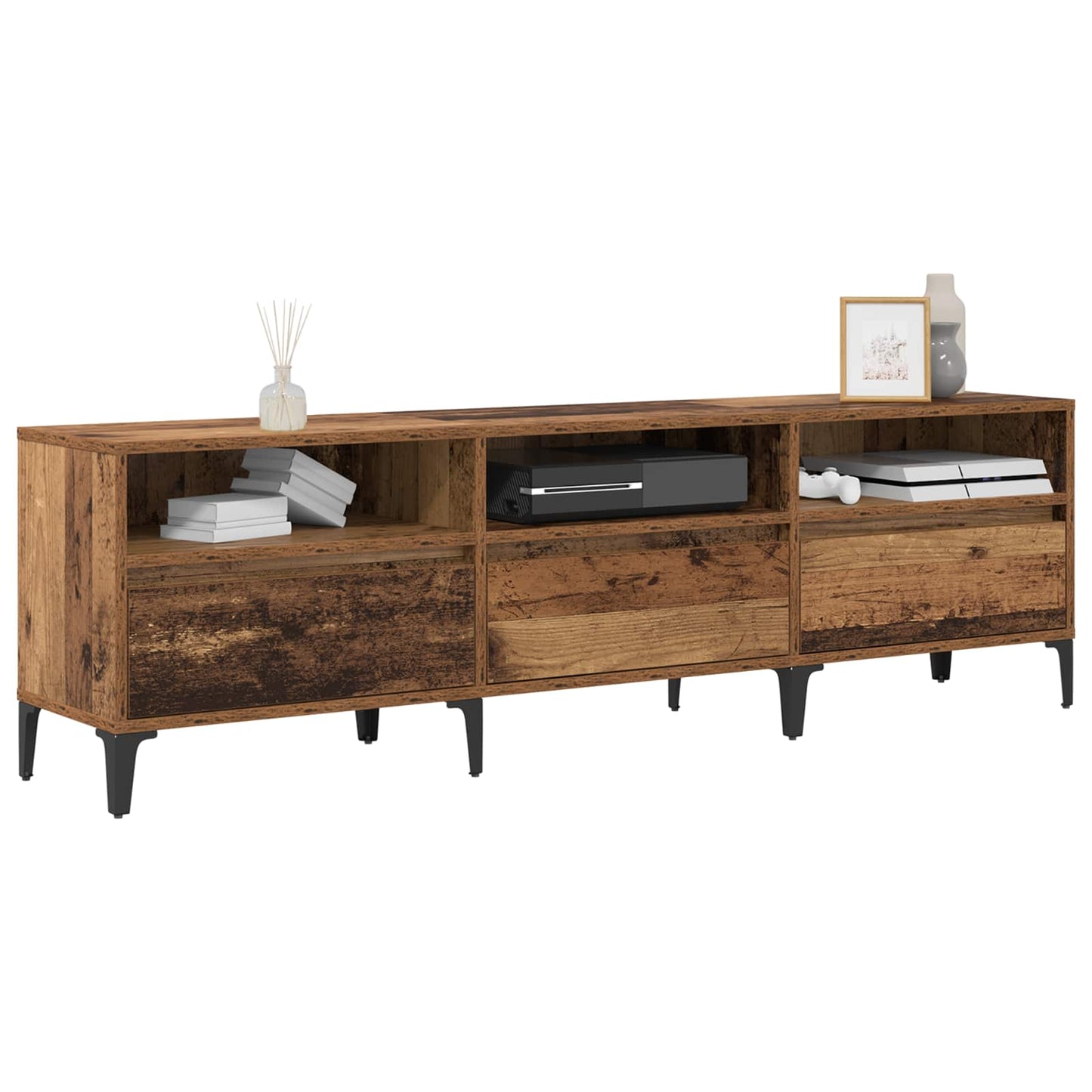TV Cabinet Old Wood 150 x 30 x 45 cm Engineered Wood and Iron