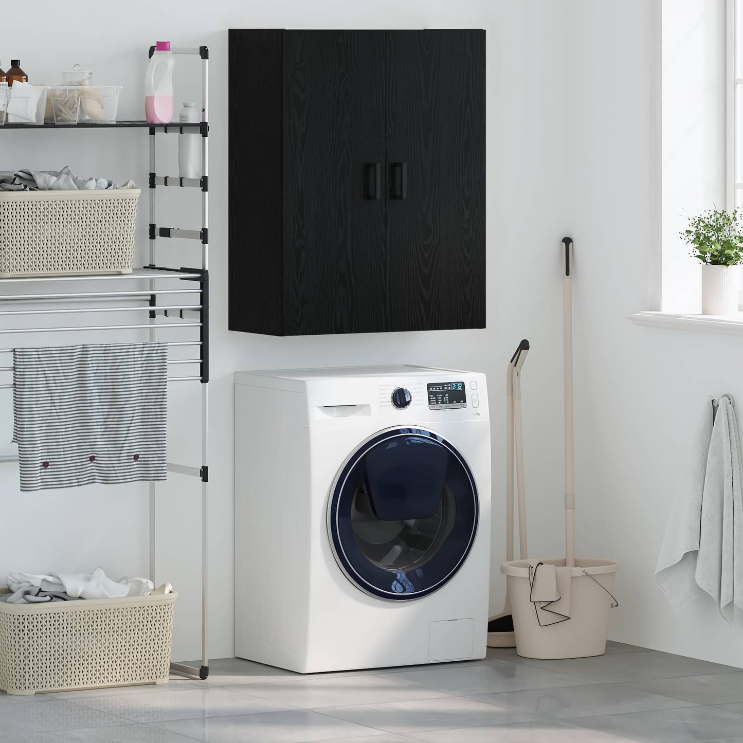 Wall Cabinet Black Oak 69.5 x 34 x 90 cm Engineered Wood