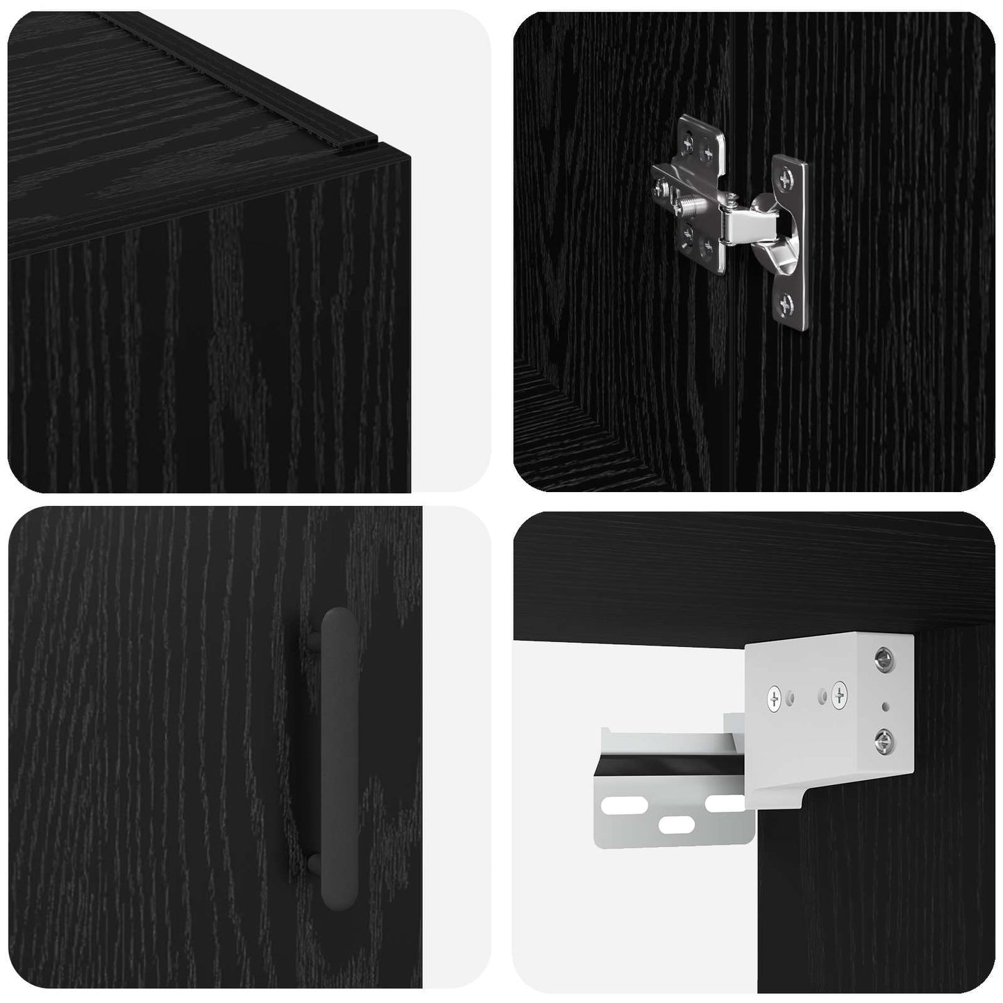 Wall Cabinet Black Oak 69.5 x 34 x 90 cm Engineered Wood