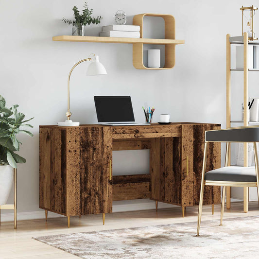 Desk with Shelf Old wood 140 x 50 x 75 cm Engineered wood