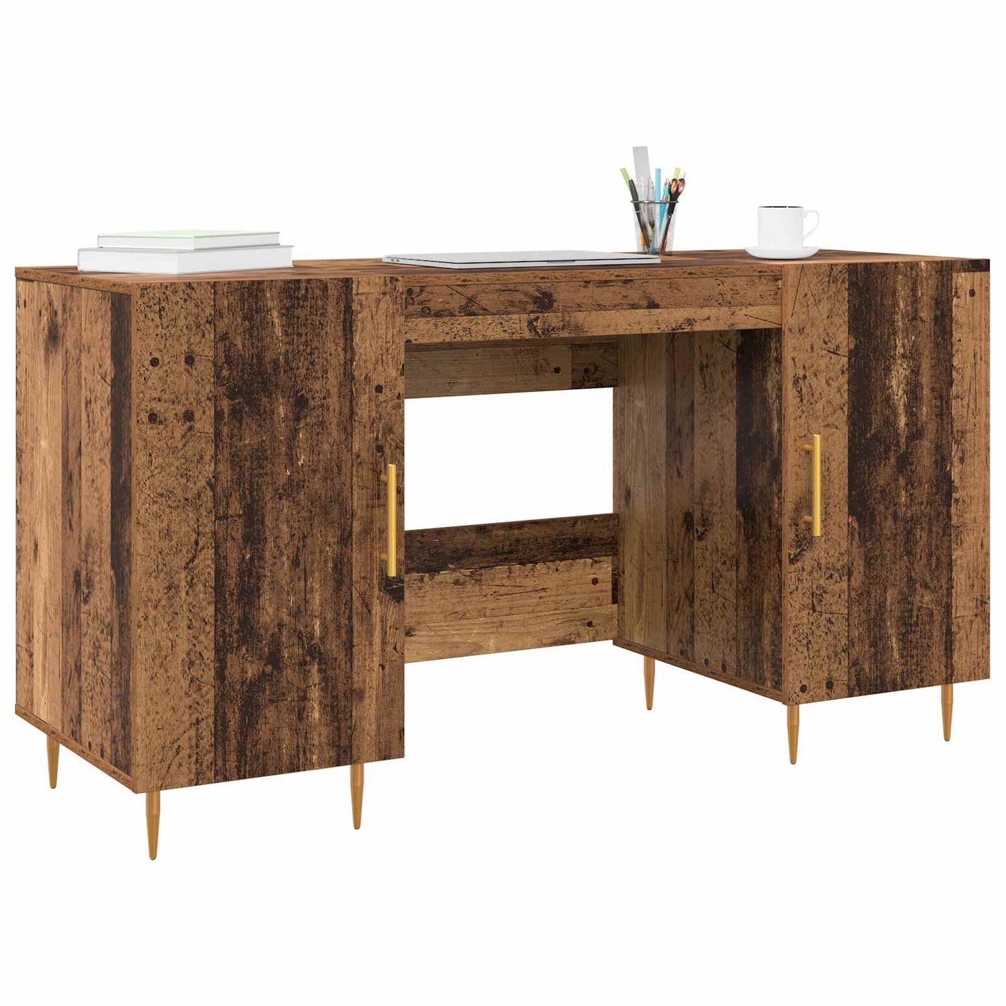 Desk with Shelf Old wood 140 x 50 x 75 cm Engineered wood