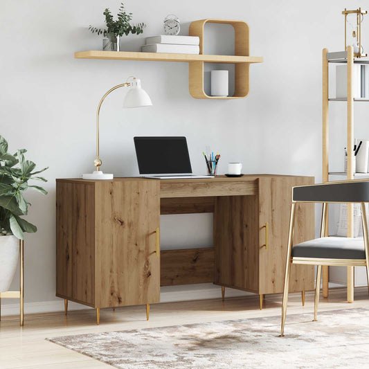 Desk with Shelf Artisan oak 140 x 50 x 75 cm Engineered wood