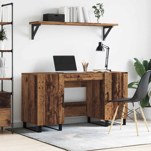 Desk with Shelf Old wood 140 x 50 x 75 cm Engineered wood