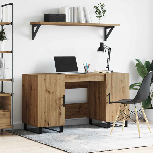 Desk with Shelf Artisan oak 140 x 50 x 75 cm Engineered wood