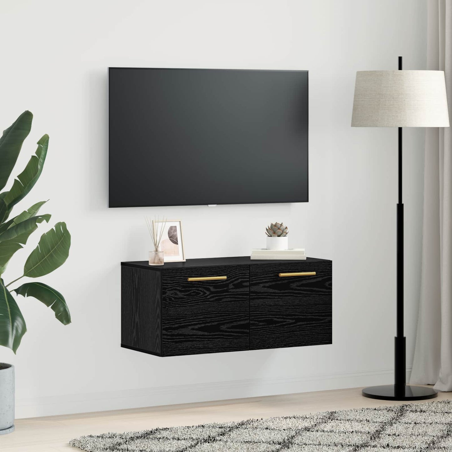Wall Cabinet 80 x 36.5 x 35 cm Engineered Wood Black oak