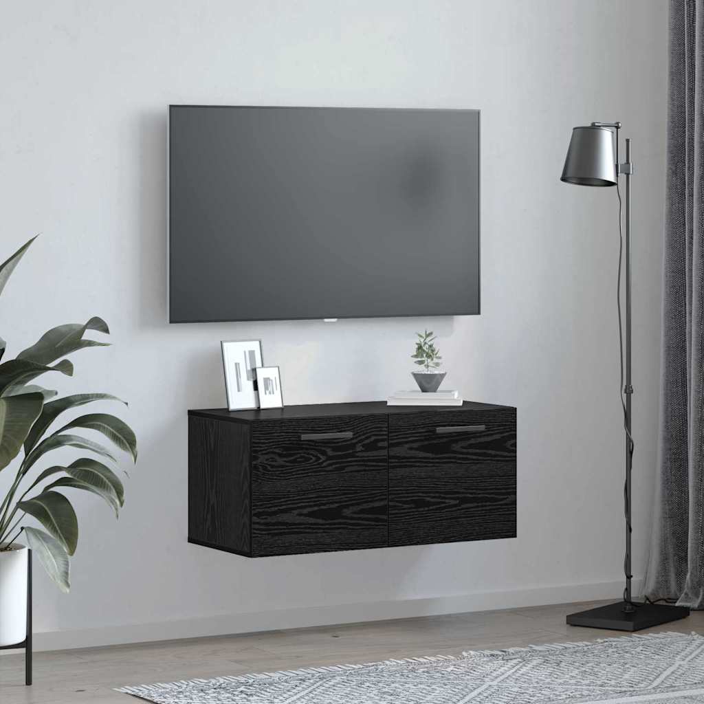 Wall Cabinet 80 x 36.5 x 35 cm Engineered Wood Black oak