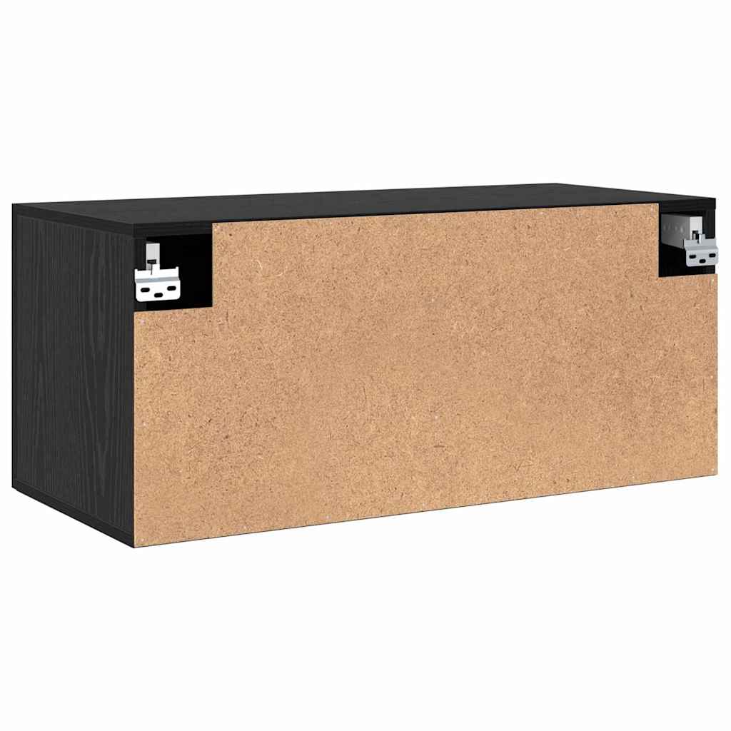 Wall Cabinet Black oak 80 x 36.5 x 35 cm Engineered wood