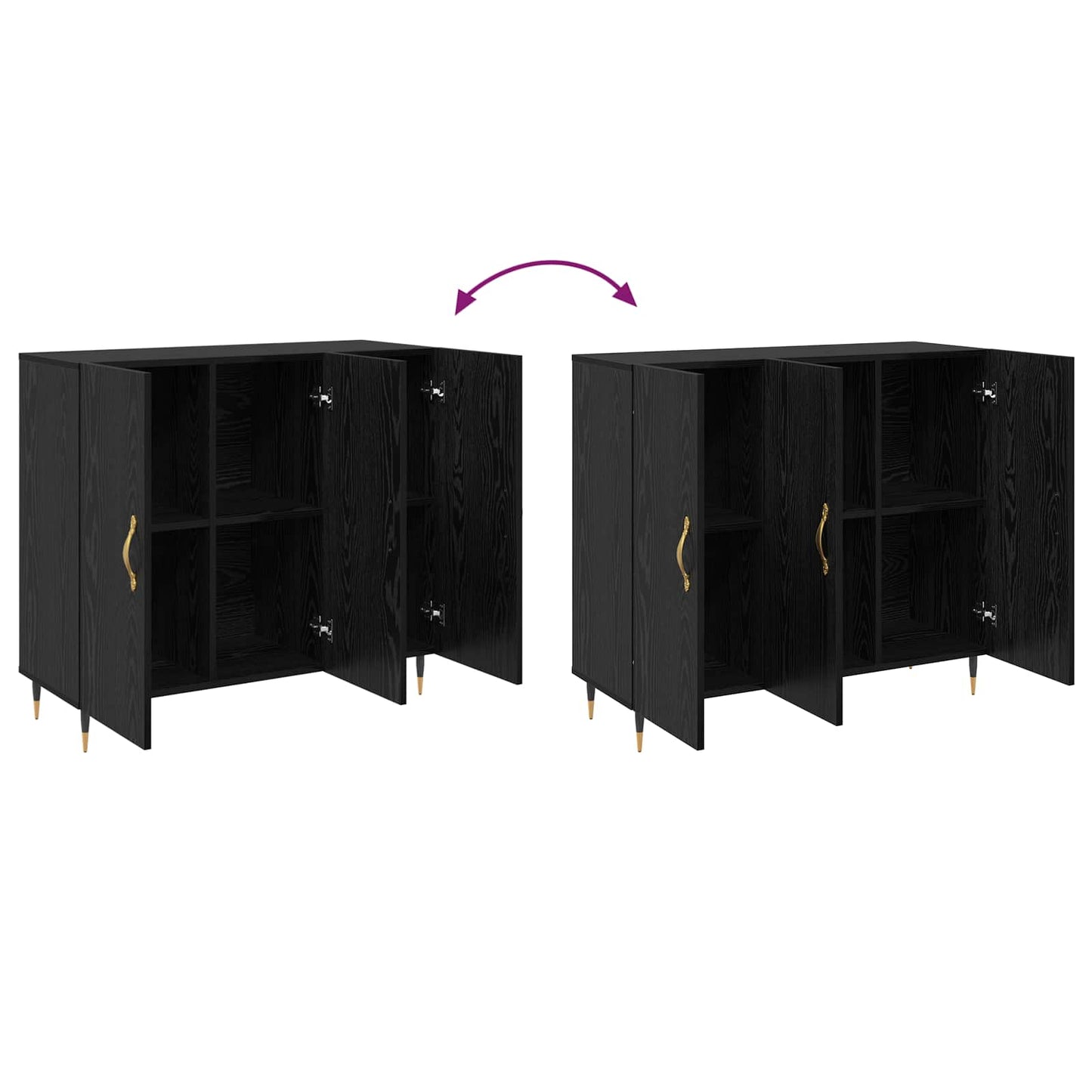 Sideboard Black Oak 90 x 34 x 80 cm Engineered Wood