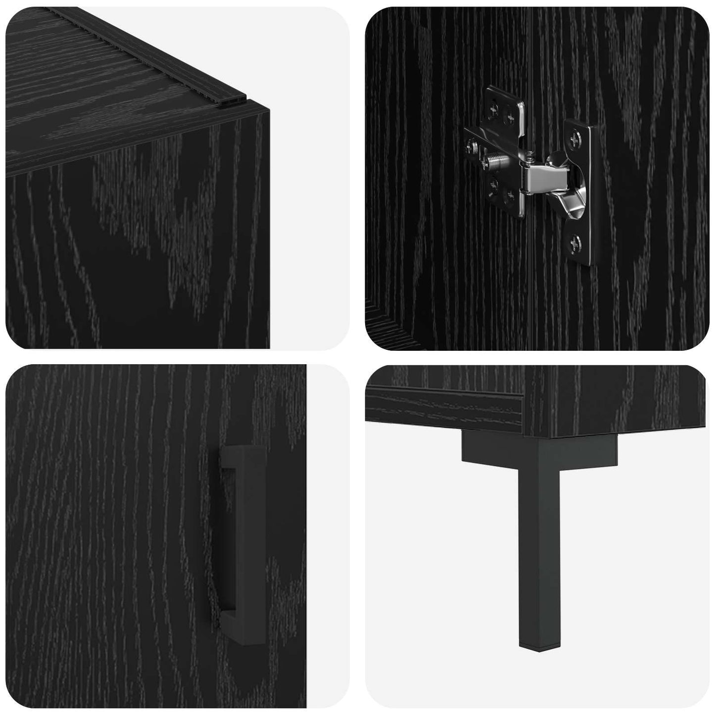 Sideboard Black Oak 90 x 34 x 80 cm Engineered Wood