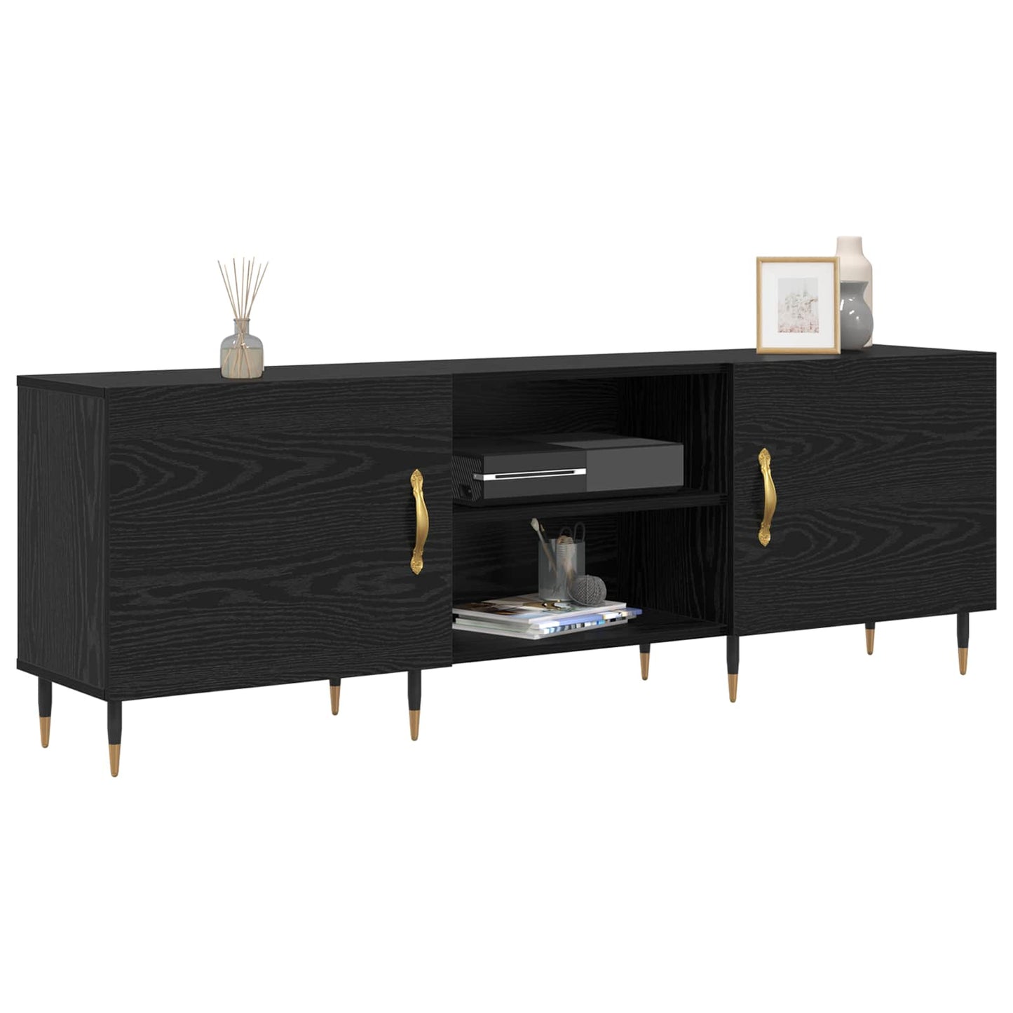 TV Cabinet Black oak 150 x 30 x 50 cm Engineered wood