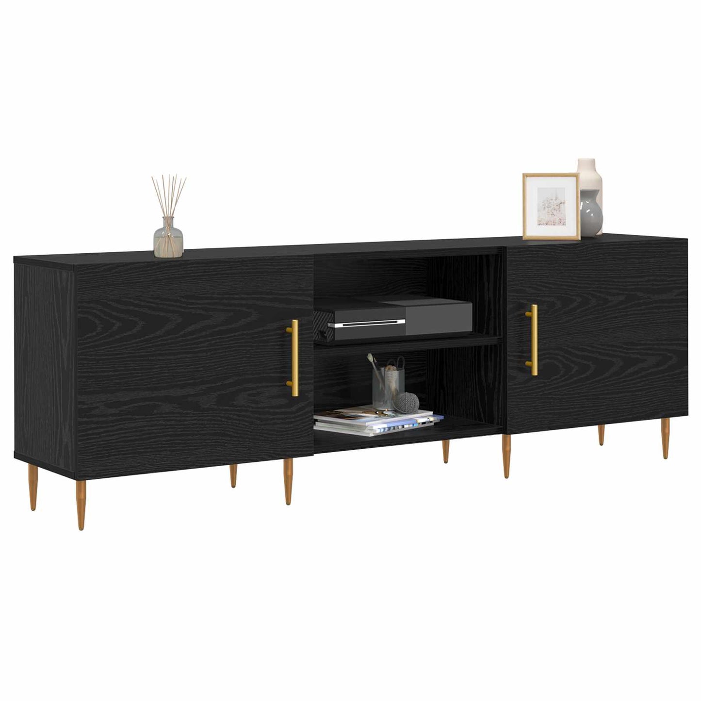 TV Cabinet 150 x 30 x 50 cm Black oak Engineered wood