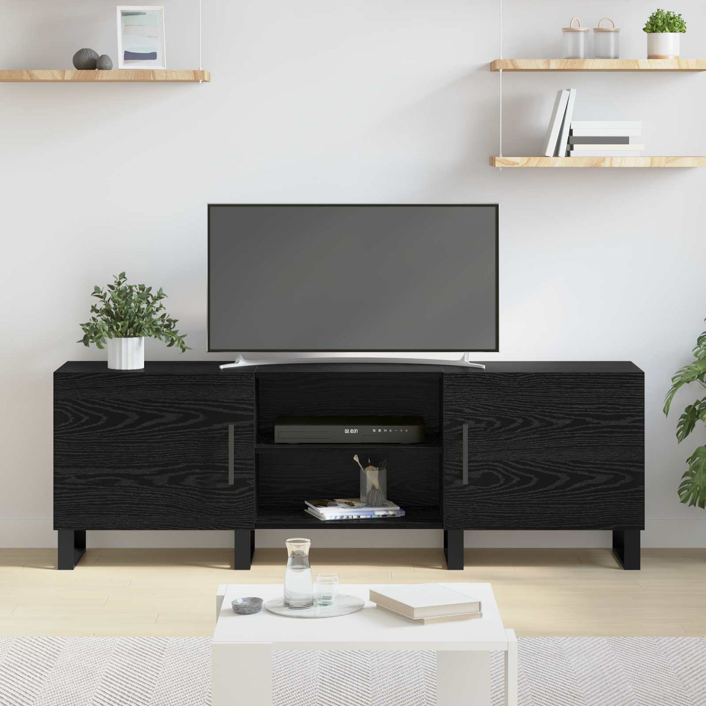 TV Cabinet Black Oak 150 x 30 x 50 cm Engineered Wood