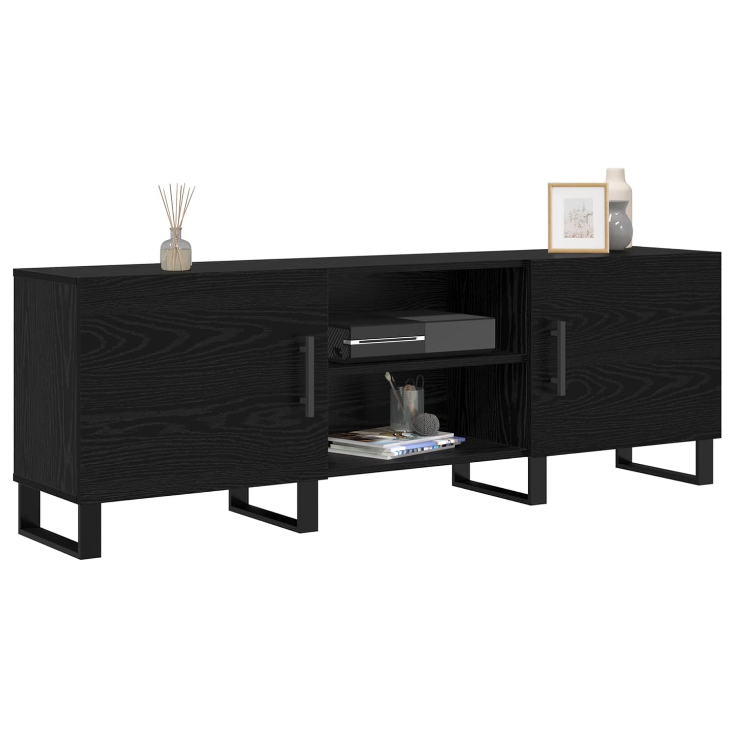 TV Cabinet Black Oak 150 x 30 x 50 cm Engineered Wood