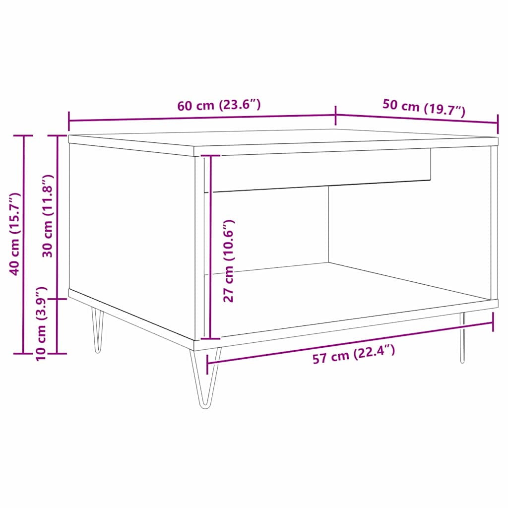Coffee Table Artisan oak 60 x 50 x 40 cm Engineered wood