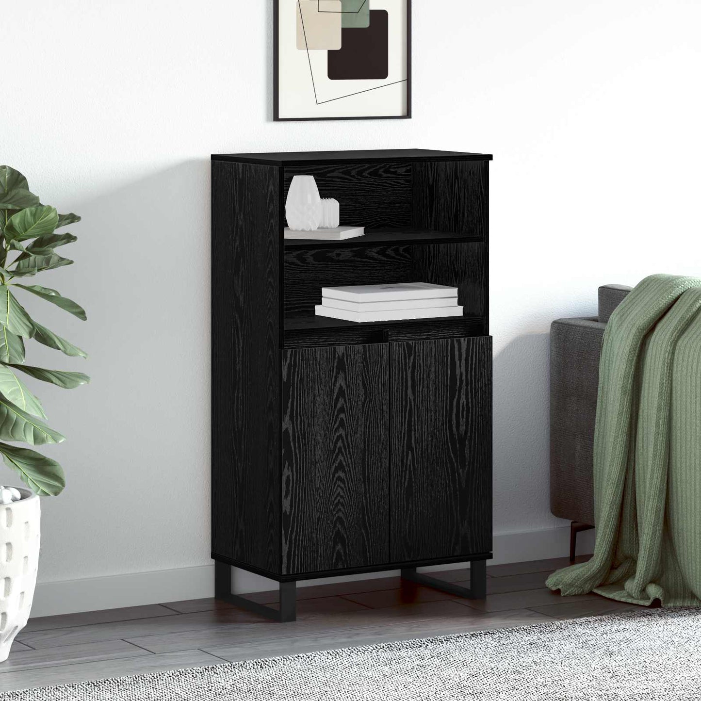 Highboard Black 60 x 36 x 110 cm Engineered wood