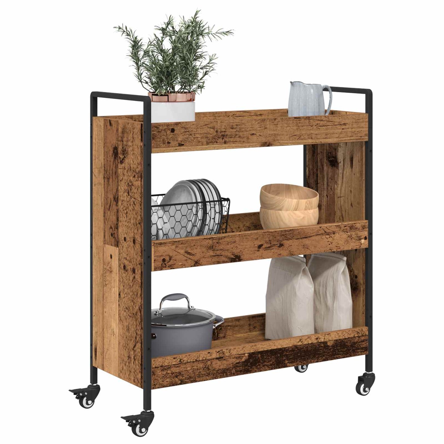 Kitchen Trolley Old Wood 70 x 30 x 82 cm Engineered Wood