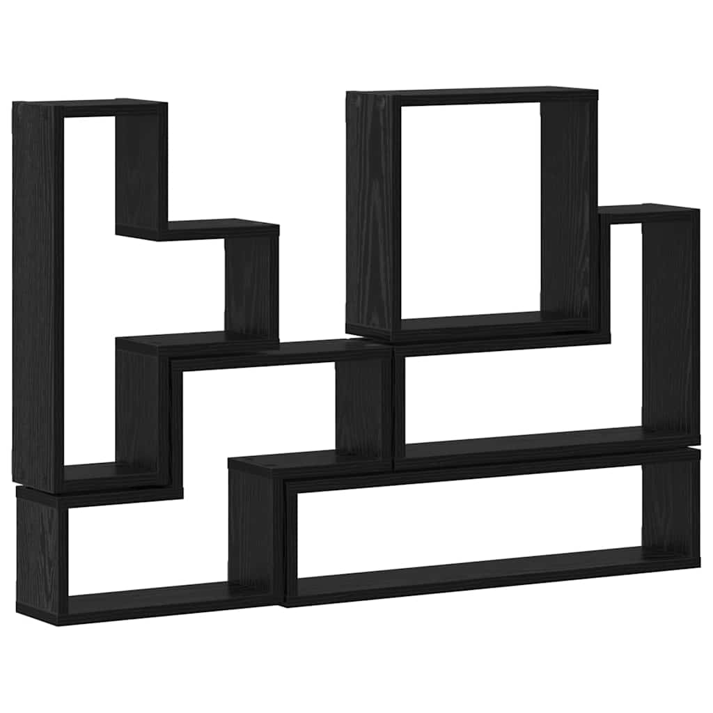 Wall Shelf Wall-mounted with Storage Black Oak 96 x 12 x 64 cm