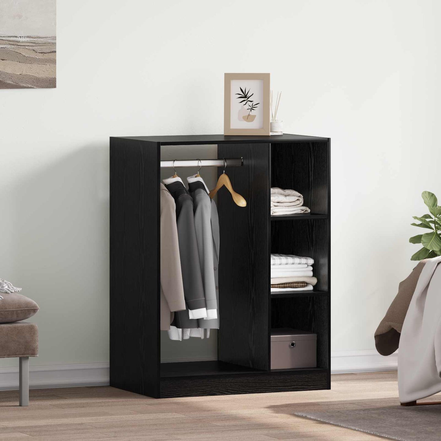 Wardrobe with Shelf with Storage Black Oak 77 x 48 x 102 cm