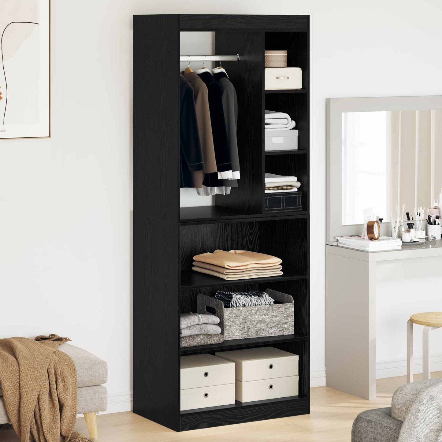 Wardrobe Black Oak 77 x 48 x 102 cm Engineered Wood