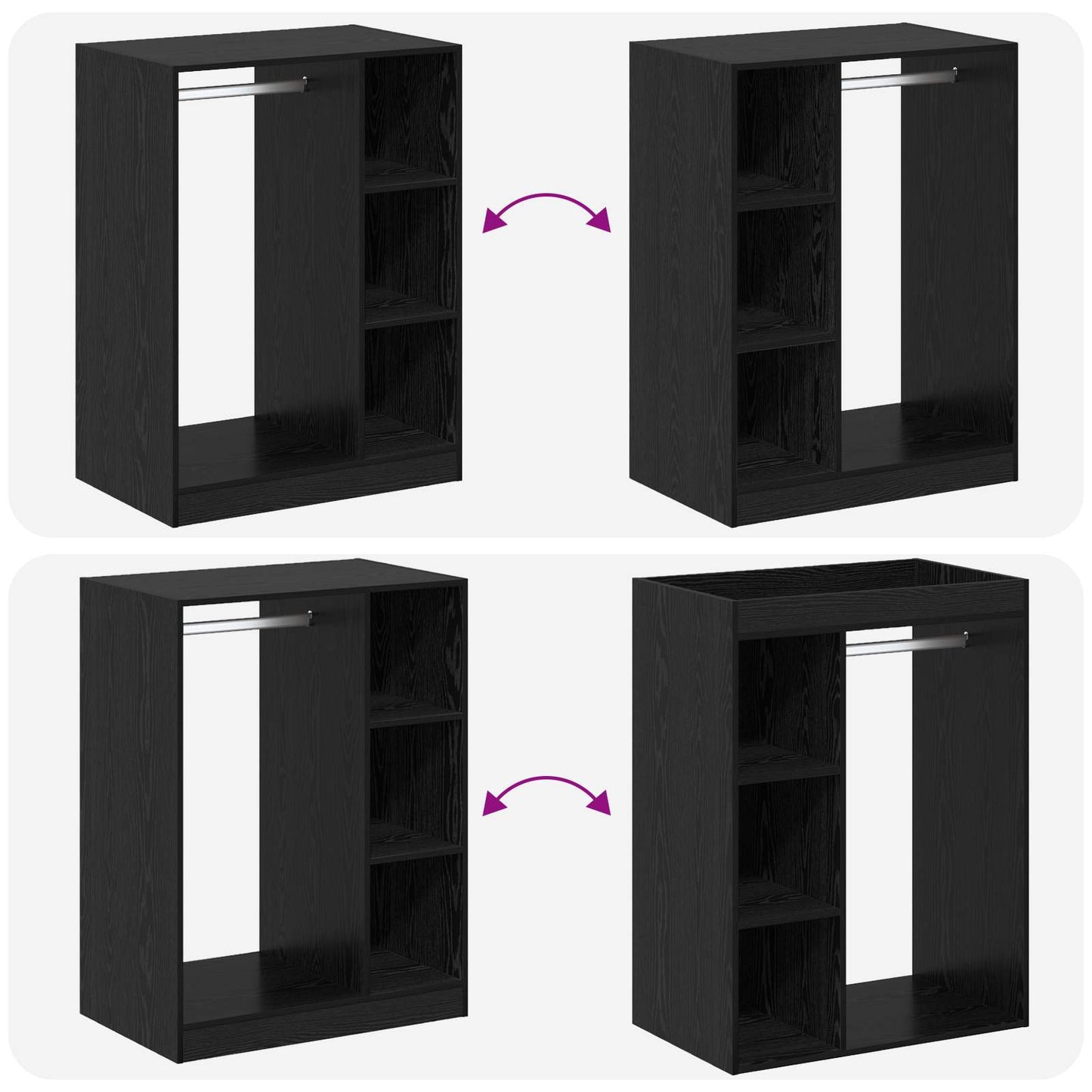 Wardrobe with Shelf with Storage Black Oak 77 x 48 x 102 cm