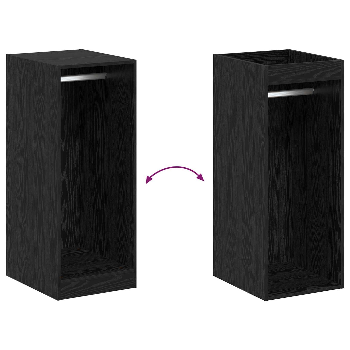 Wardrobe with Shelf with Storage Black Oak 41 x 48 x 102 cm