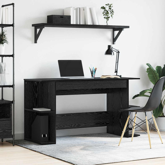 Desk with Shelf Black oak 140 x 50 x 75 cm Engineered wood