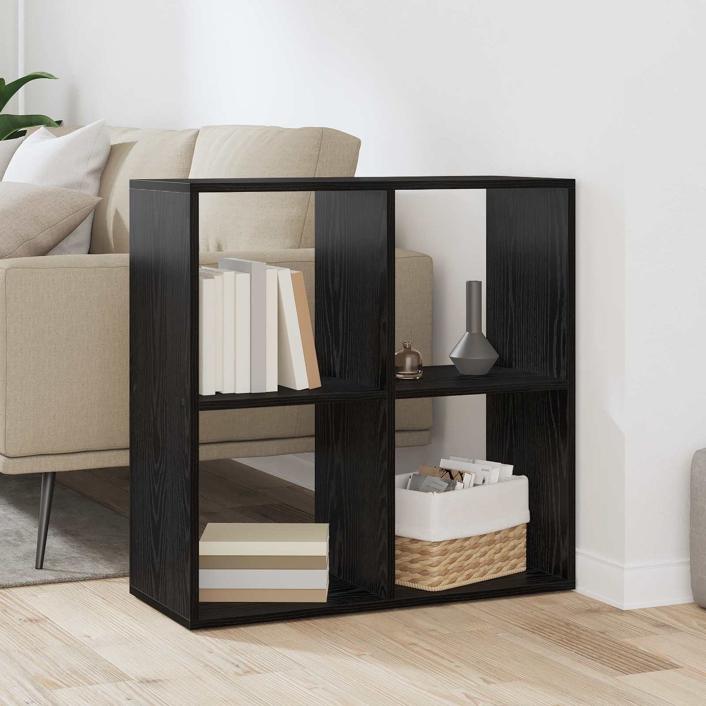 Book Cabinet Black Oak 69.5 x 29 x 69.5 cm Engineered Wood