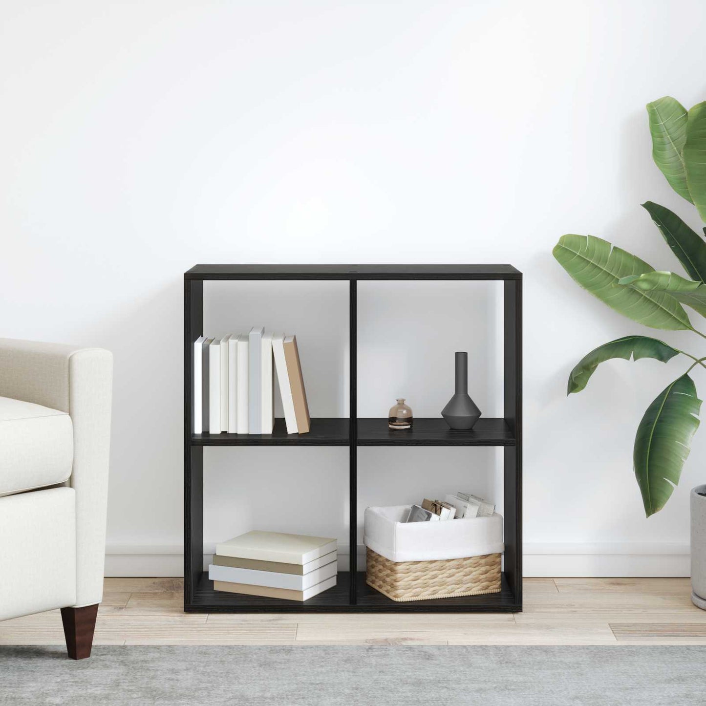 Book Cabinet Black Oak 69.5 x 29 x 69.5 cm Engineered Wood