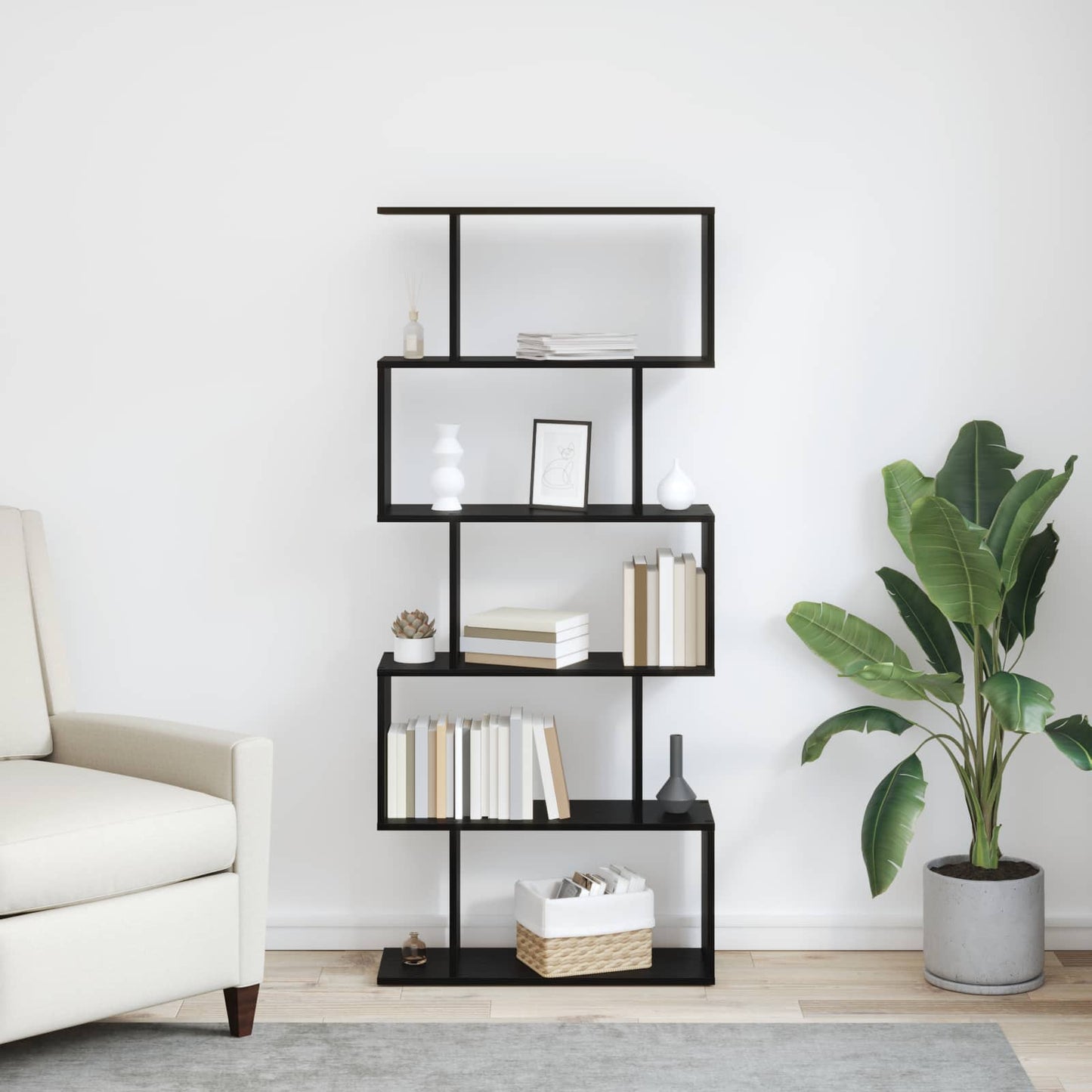 Book Cabinet Black Oak 70 x 24 x 161 cm Engineered Wood