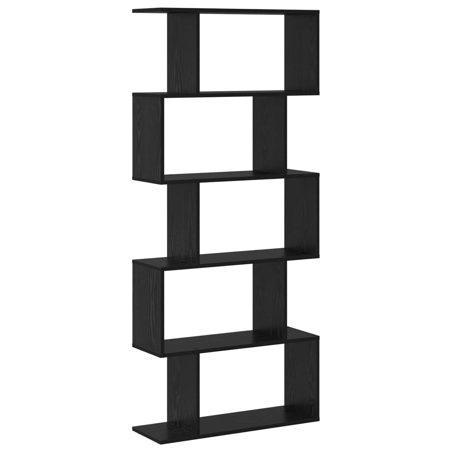 Book Cabinet 5-Tier 70 x 24 x 161 cm Engineered Wood Black Oak