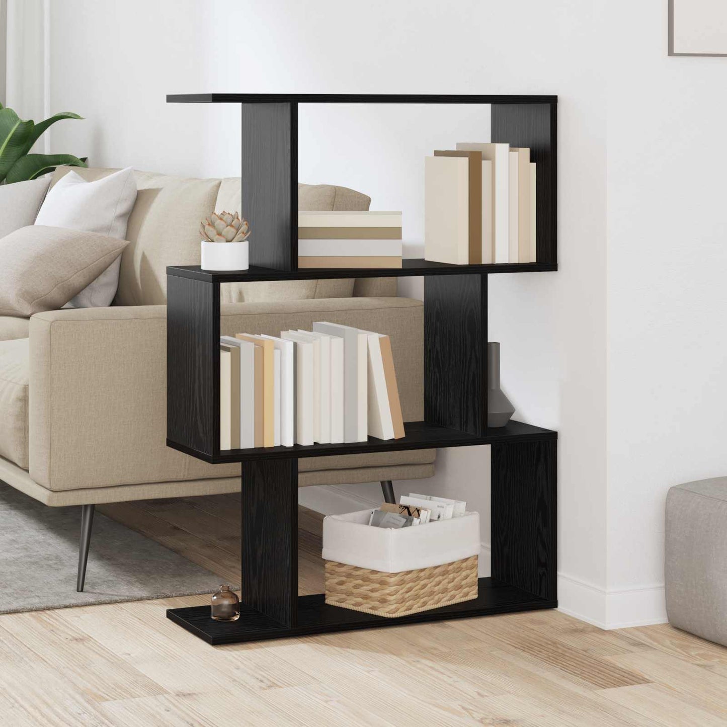 Book Cabinet Black Oak 70 x 24 x 97 cm Engineered Wood