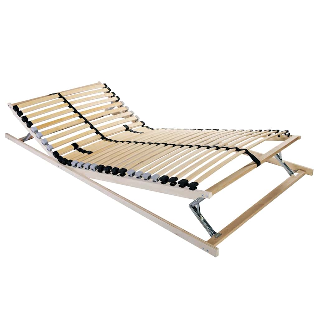 Slatted Bed Base Manual Brown 80 x 190 cm Solid Beech Wood