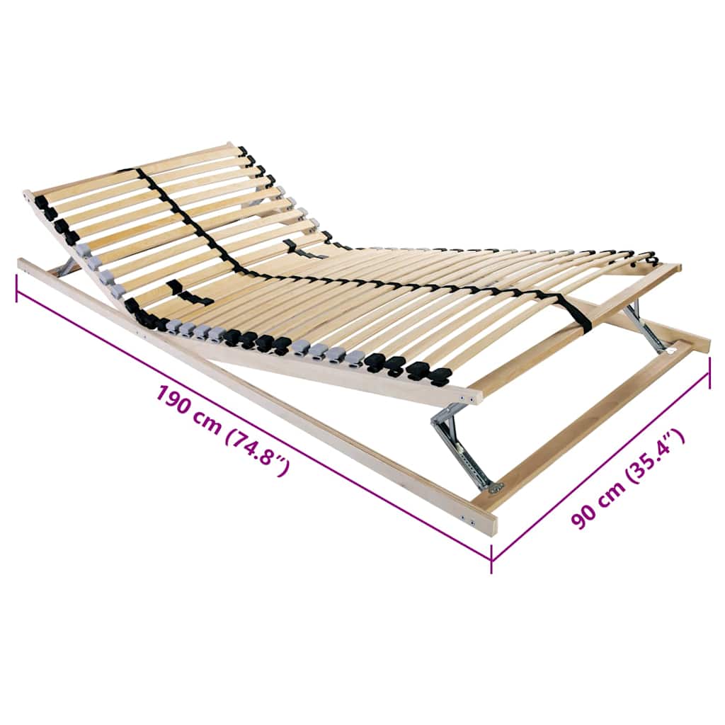 Slatted Bed Base Manual Brown 90 x 190 cm Solid Beech Wood