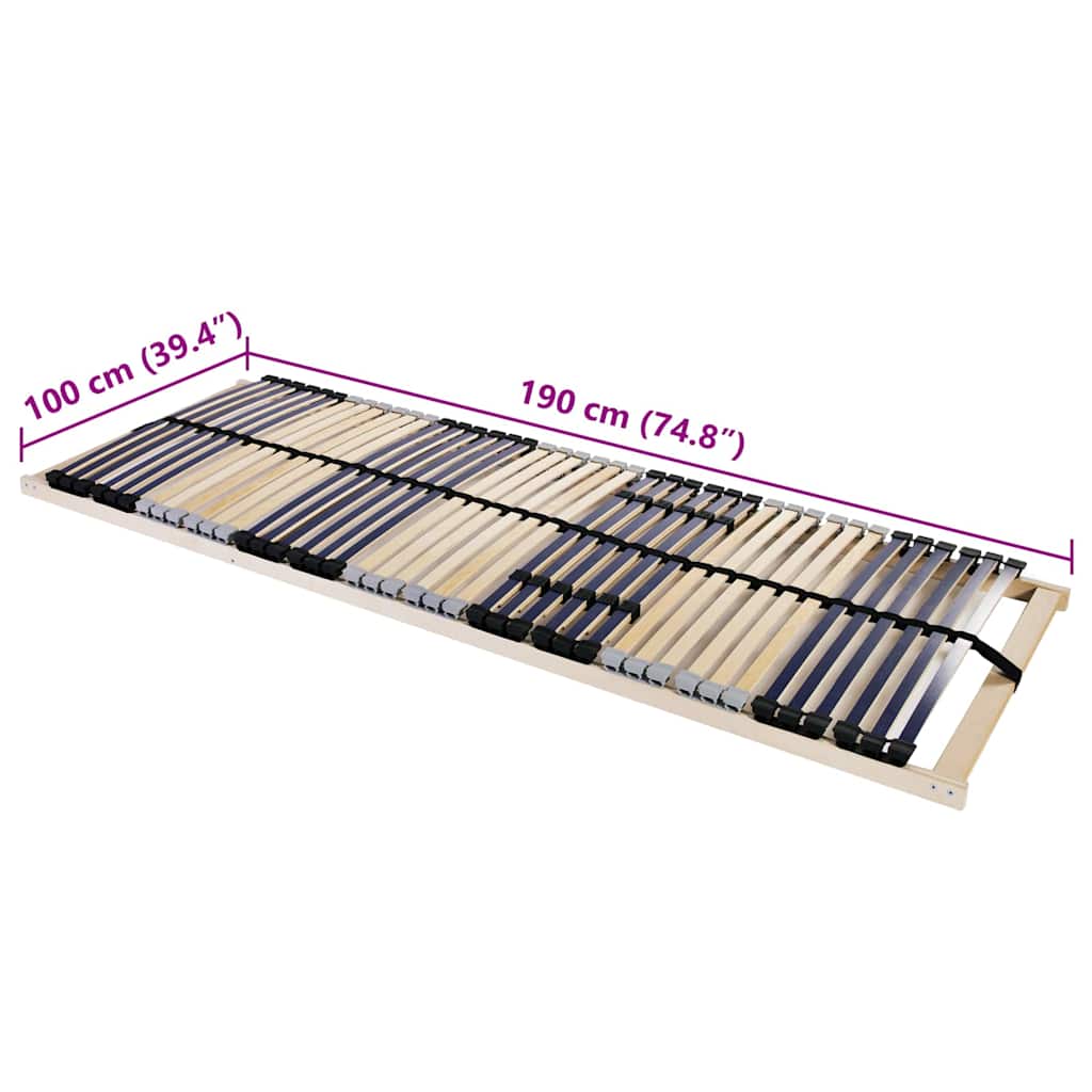 Slatted Bed Base Brown 100 x 190 cm Solid Beech Wood