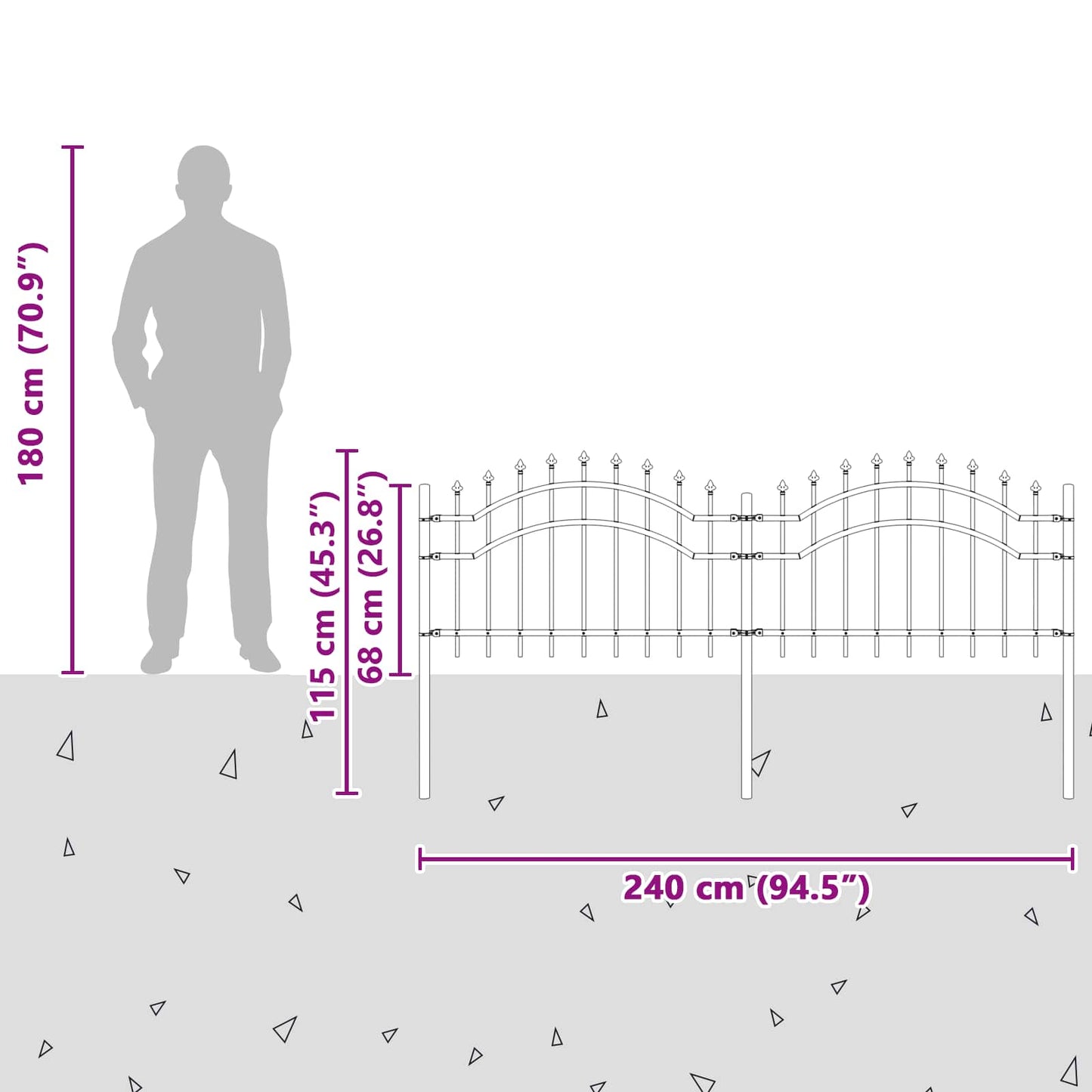 Garden Fence Woerden Grey 240 x 115 cm Powder-coated steel