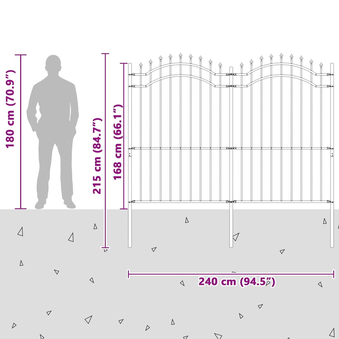 Garden Fence Woerden Grey 240 x 215 cm Powder-coated steel