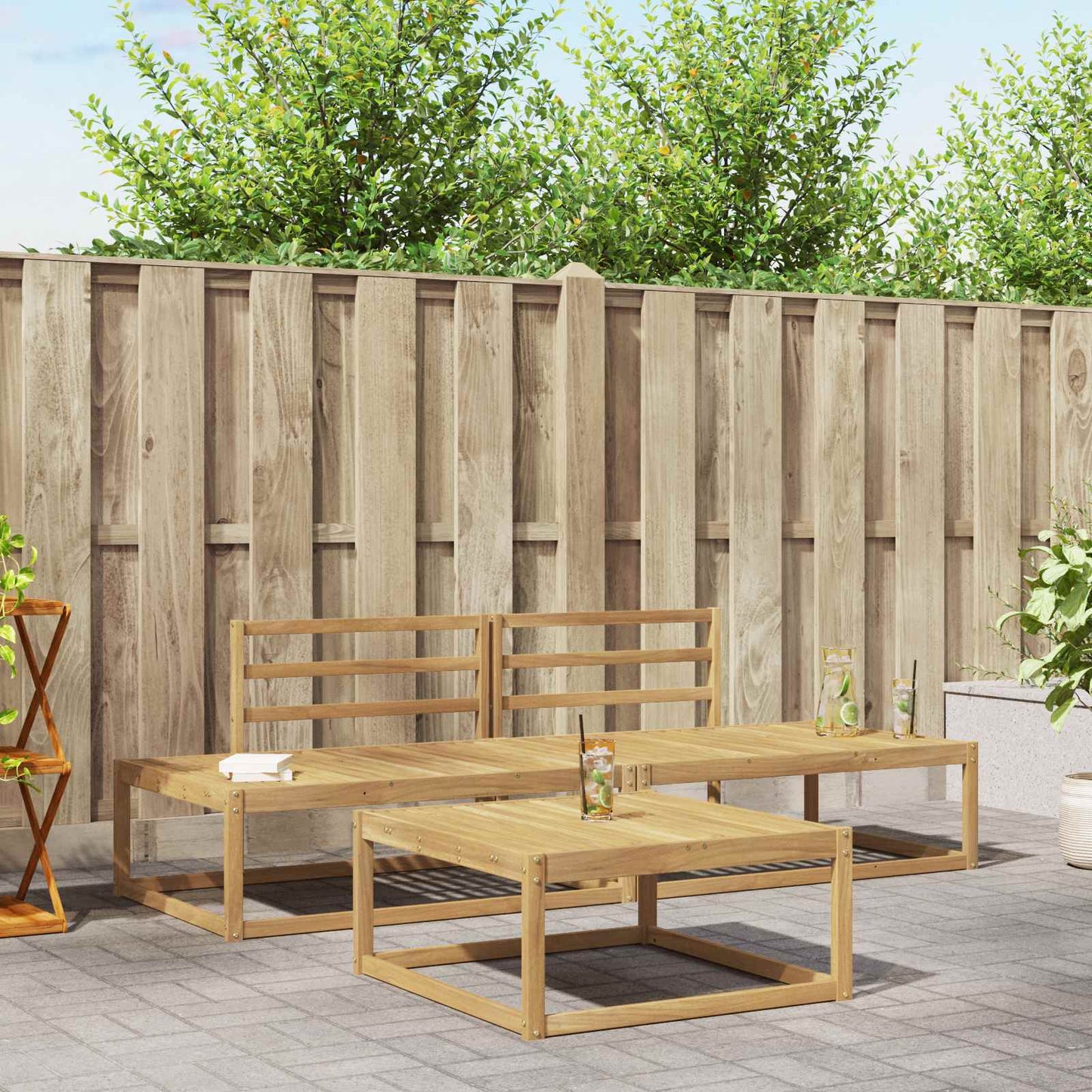 Outdoor Sofa Set White 79 x 79 x 37 cm Solid Acacia Wood