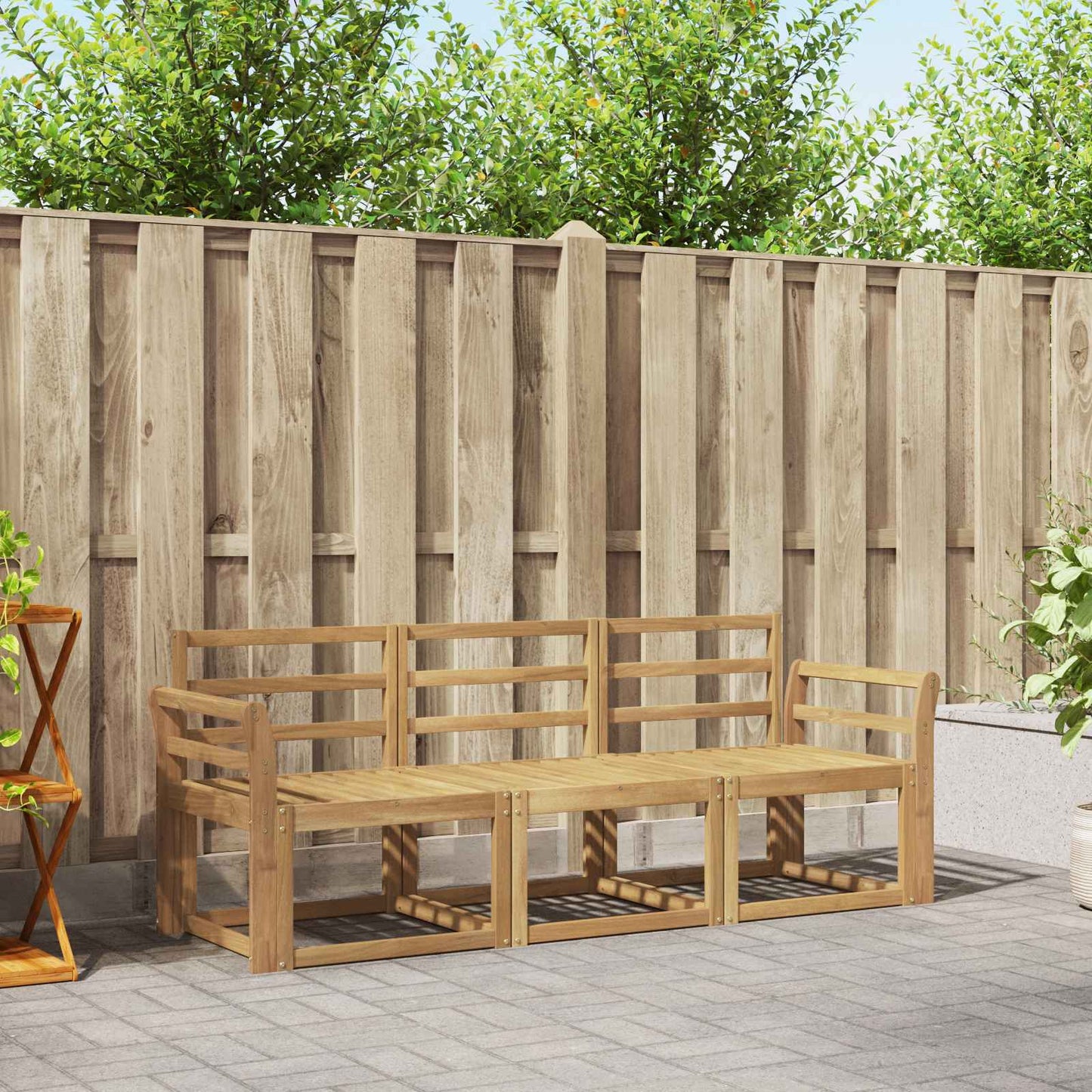 Outdoor Sofa Set 3 pcs White 194 x 63 x 73 cm Solid Acacia Wood