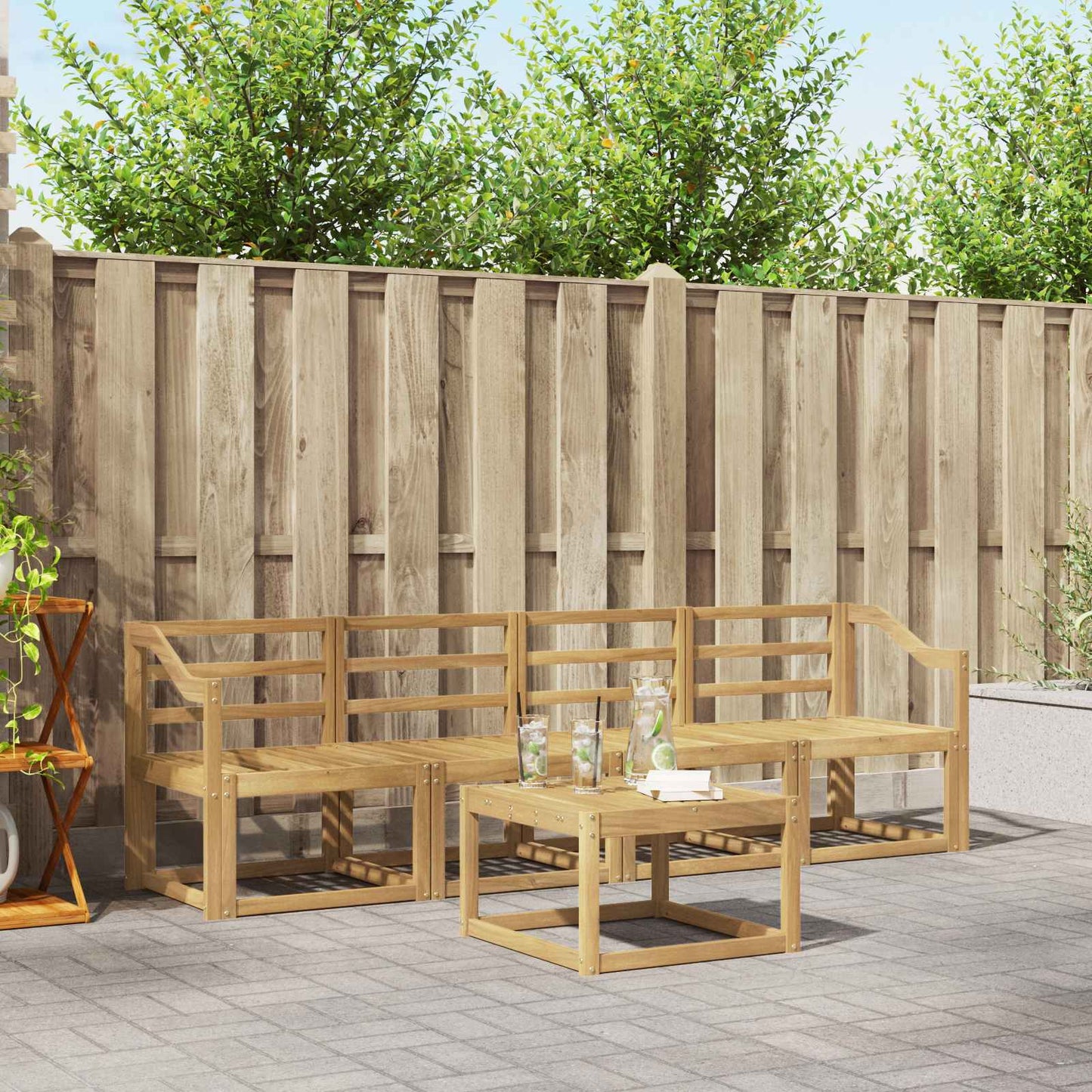 Outdoor Sofa Set 5 pcs White Solid Acacia Wood