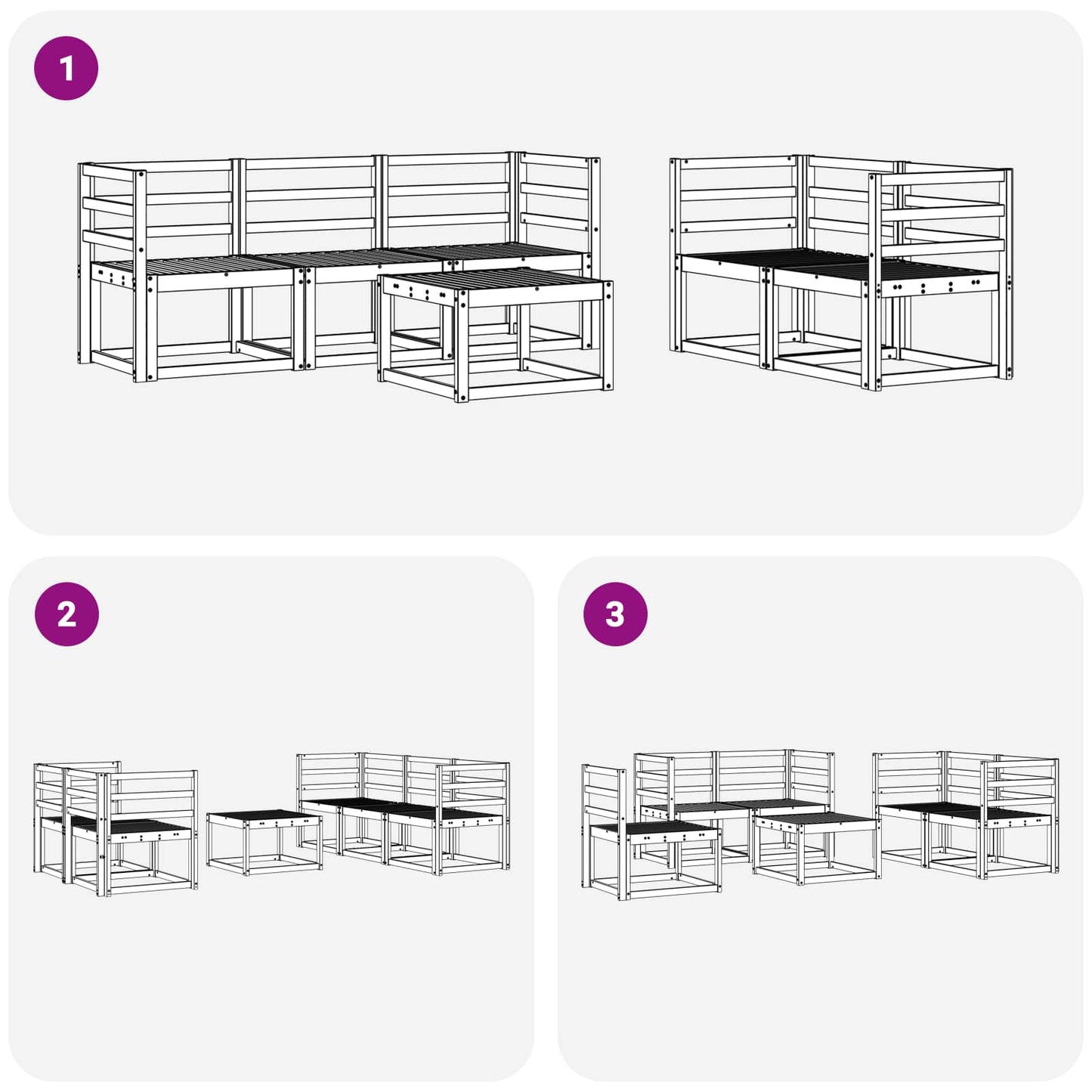 Outdoor Sofa Set 6 pcs White 59 x 59 x 37 cm Solid Acacia Wood