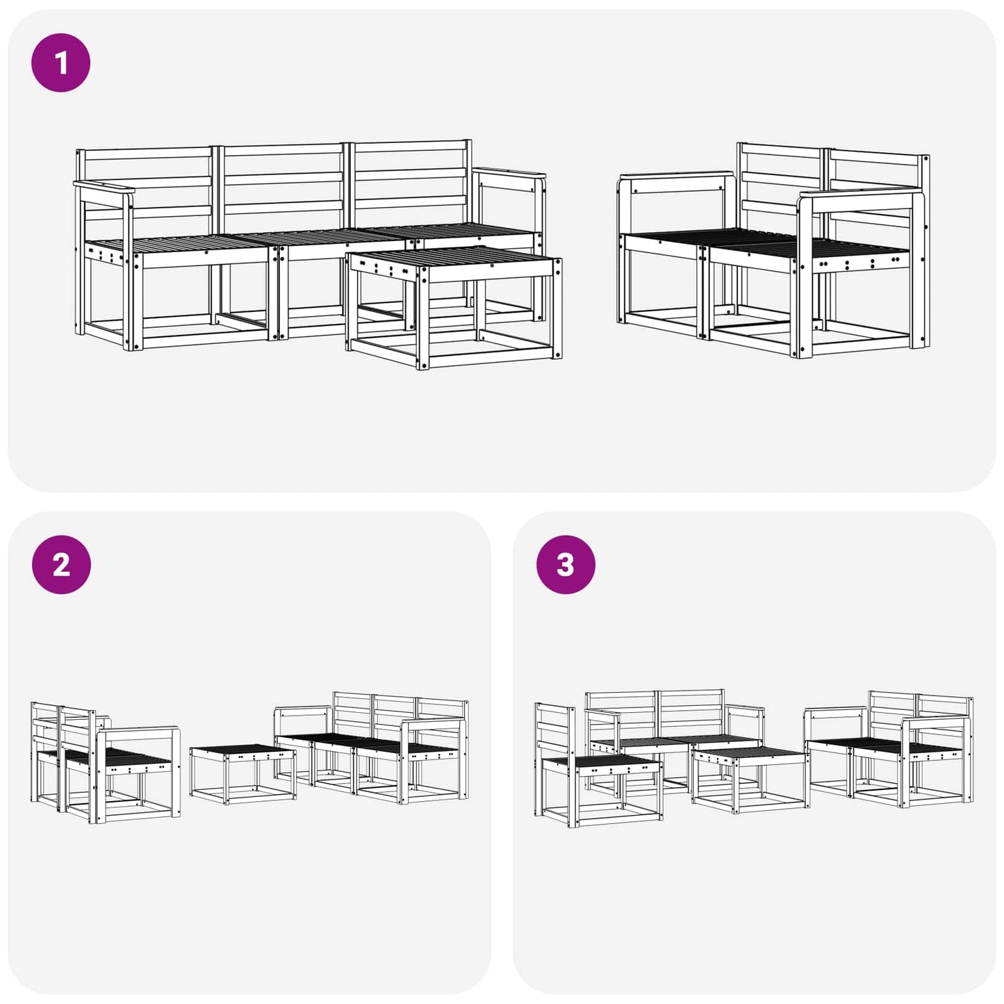 Outdoor Sofa Set 6 pcs White 59 x 59 x 37 cm Solid Acacia Wood