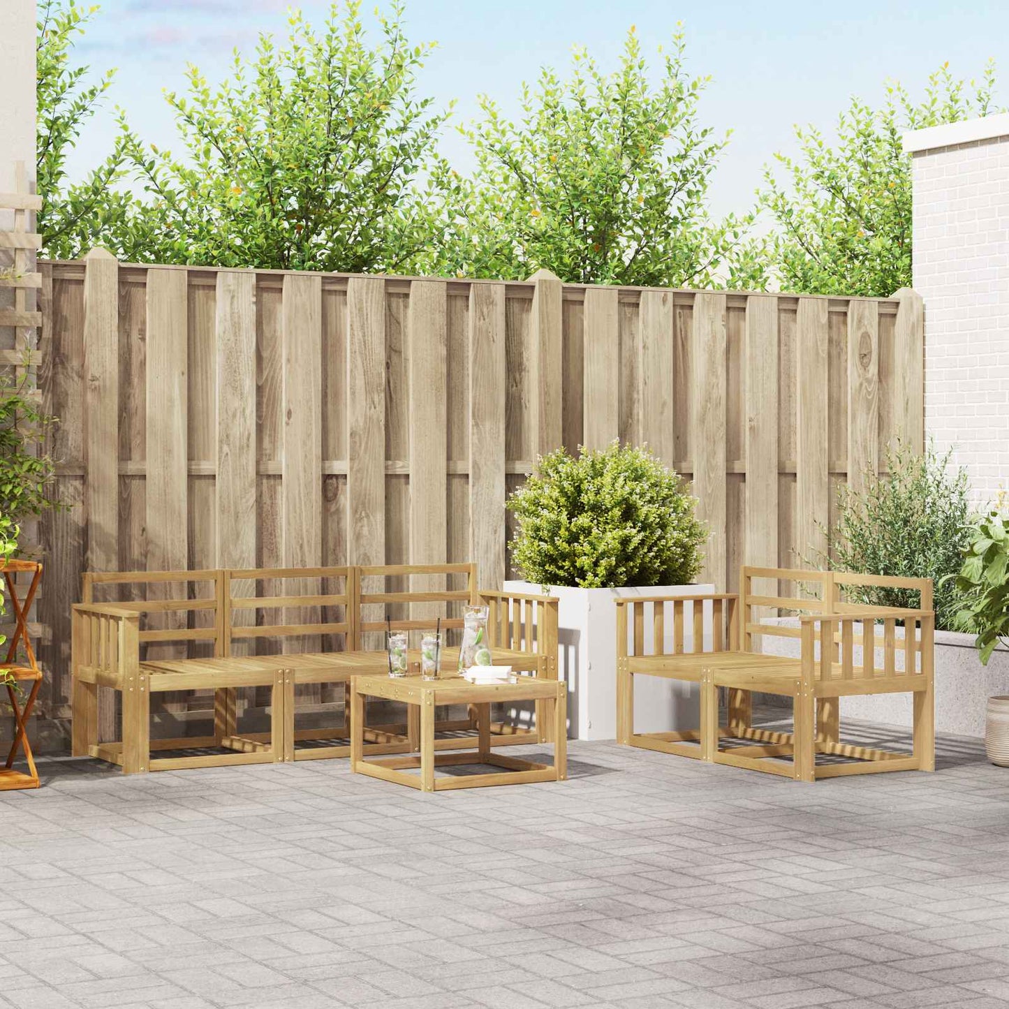 Outdoor Sofa Set 6 pcs White 59 x 59 x 37 cm Solid Acacia Wood