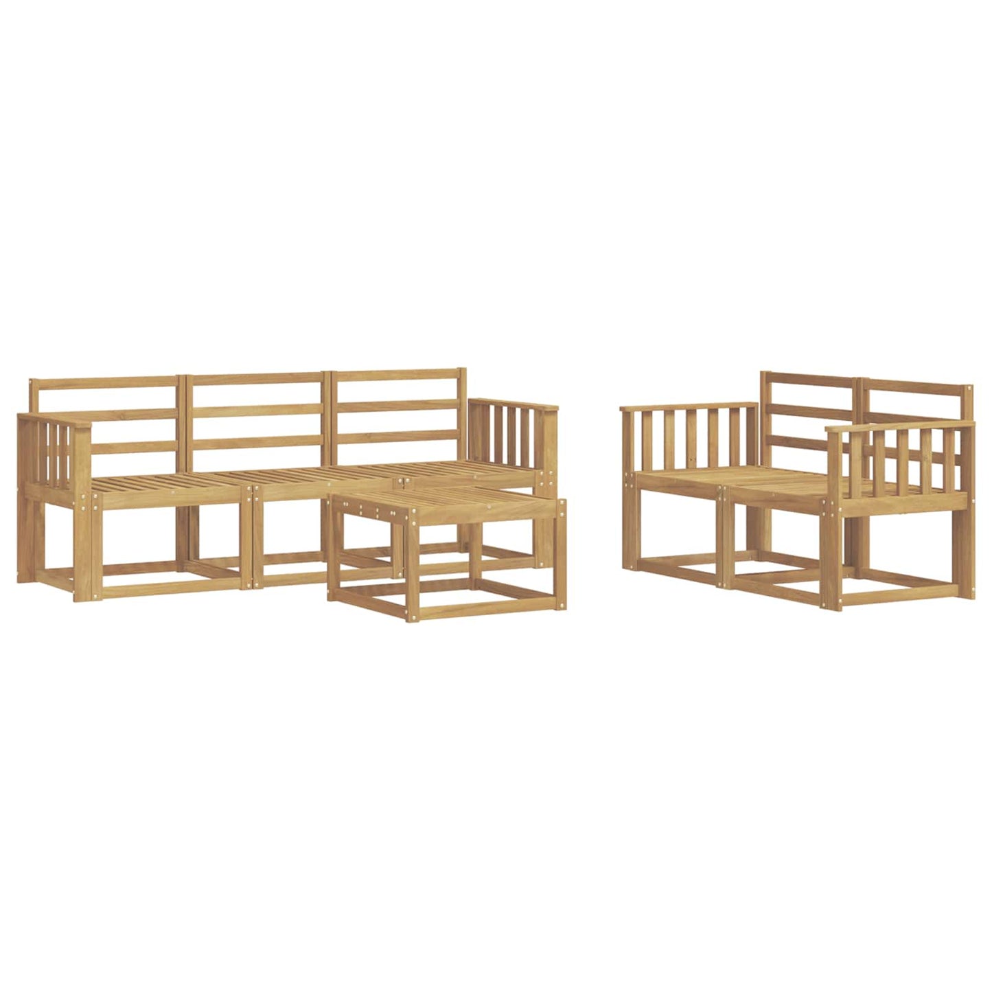Outdoor Sofa Set 6 pcs White 59 x 59 x 37 cm Solid Acacia Wood