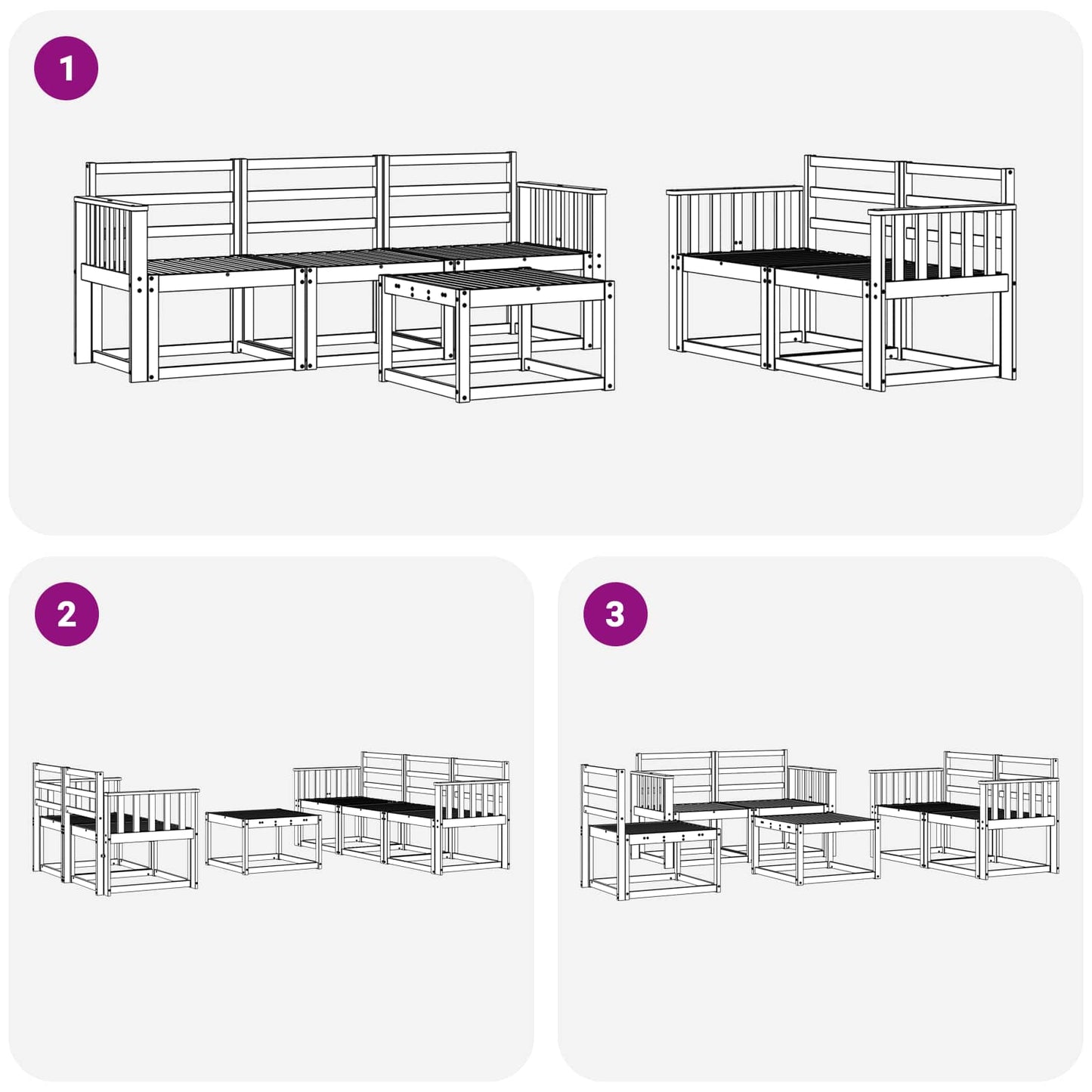 Outdoor Sofa Set 6 pcs White 59 x 59 x 37 cm Solid Acacia Wood